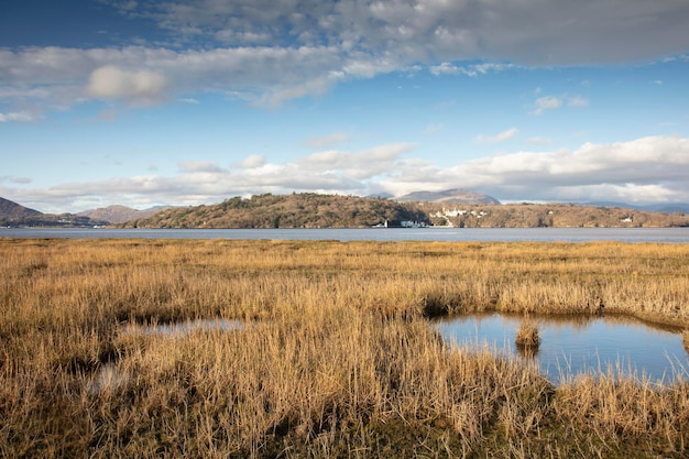 View over the beautiful landscape of the dwyryd estuary in north wales