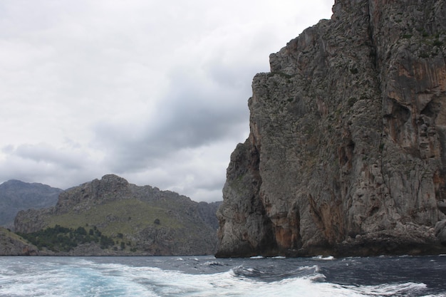 View of beautiful and scenic rocks and sea