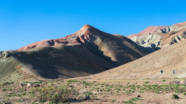 View of the beautiful striped red mountain