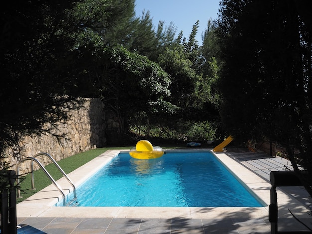 View on a beautiful swimming pool in the garden