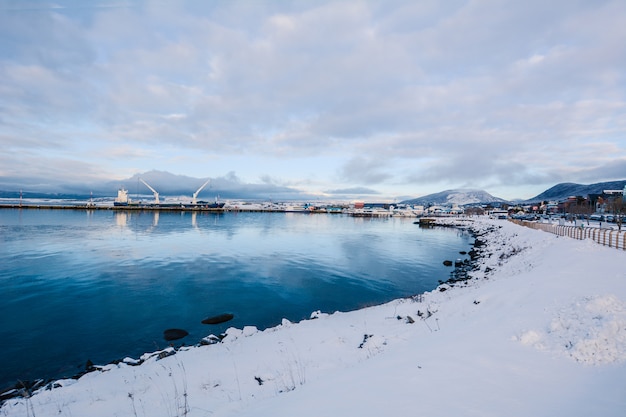 View of beautiful Ushuaia in winter.