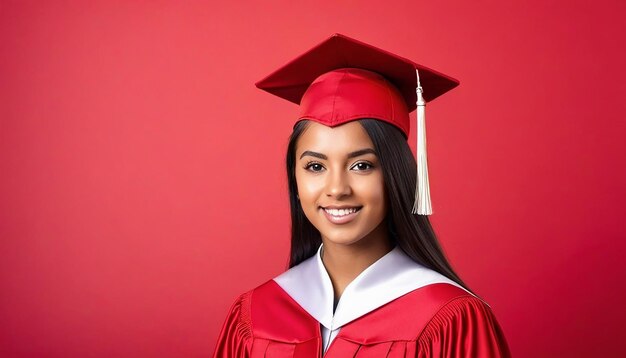 View of beautiful young female graduate