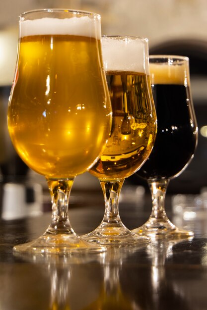 View of beer in glass at the brewery