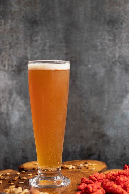 View of beer served in a glass