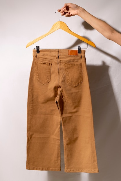 Photo view of beige tone colored pants