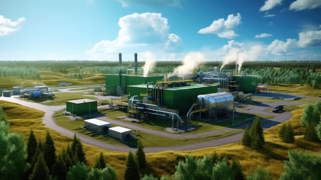 Photo view of bio energy plant industrial concept