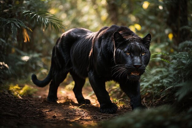 Foto vista della pantera nera in natura