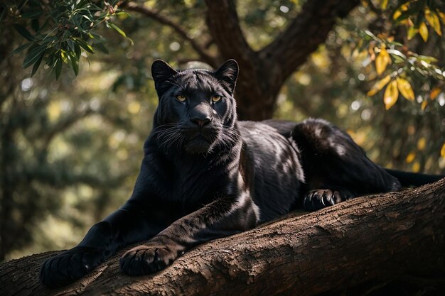 Foto vista della pantera nera in natura