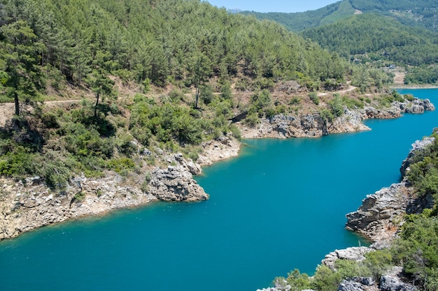 View of the blue river dimchay in the alanya region