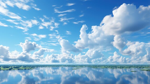 Photo view of the blue sky filled with clouds