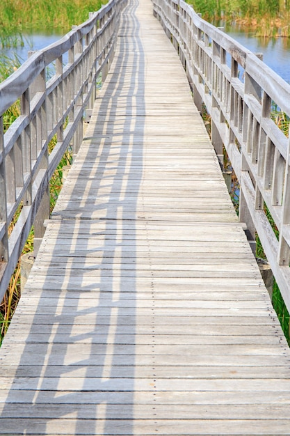 View of boardwalk on footbridge