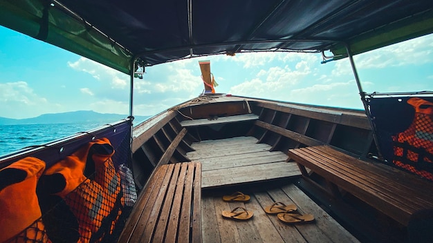 View of boat deck in sea