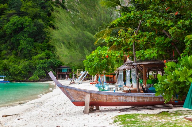 View of boats on beach