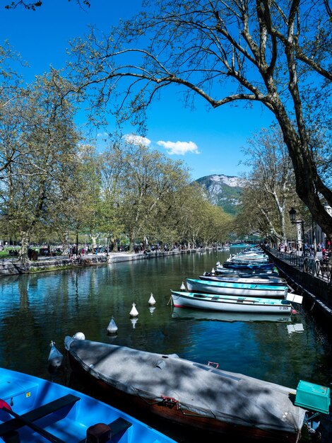 Foto veduta delle barche nel canale