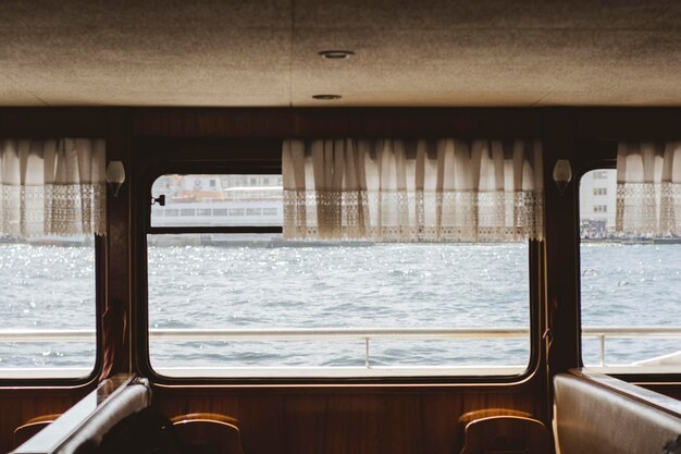 View of the bosforo river from a vintage boat in istanbul