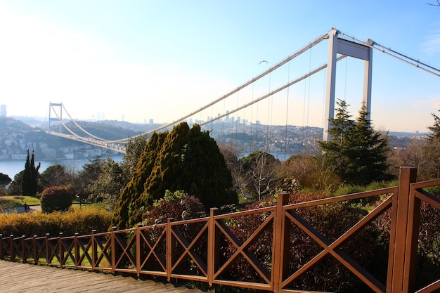 A view of the bosphorus bridge from the top of the hill