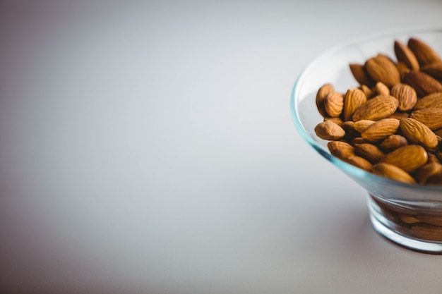 View of a bowl of almond on a table