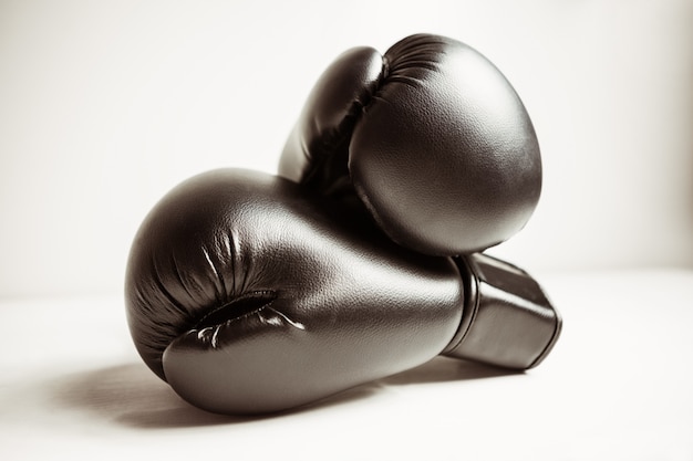 View of boxing gloves