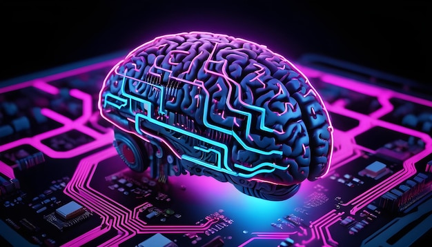 View of brain with circuit board