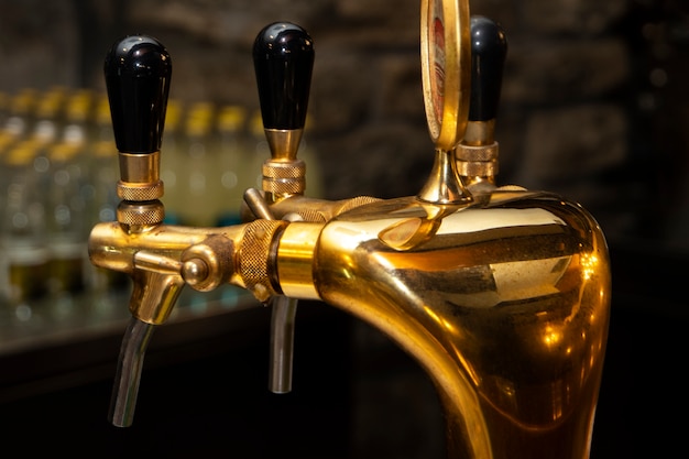 View of brewery shop taps