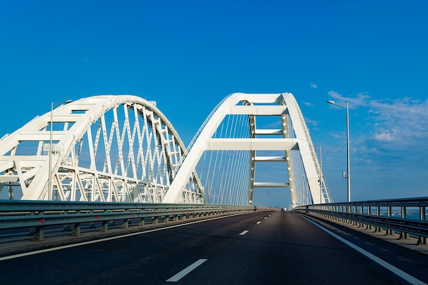 View of bridge against blue sky