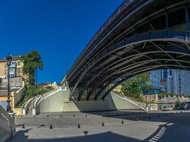 View of bridge against blue sky