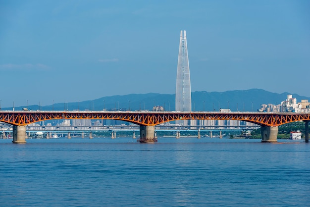 View of bridge over river against sky