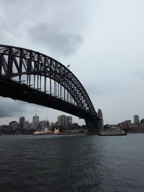 View of bridge over river in city