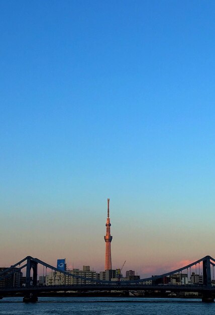 View of bridge at sunset