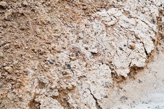 View of brown cracked natural moist earth clay The background Texture