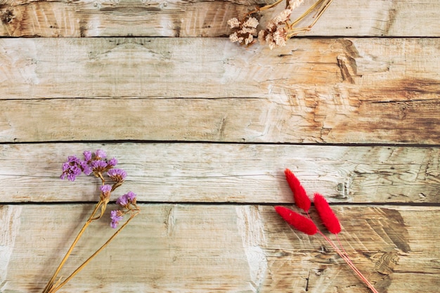 View of brown wooden background with copy space with ornaments