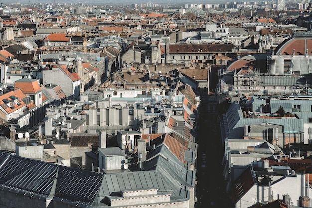 View of Budapest rooftop cityscape Hungary