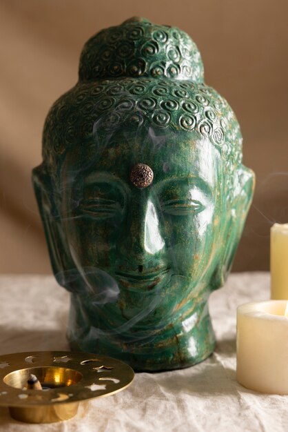 Photo view of buddha statuette for tranquility and meditation