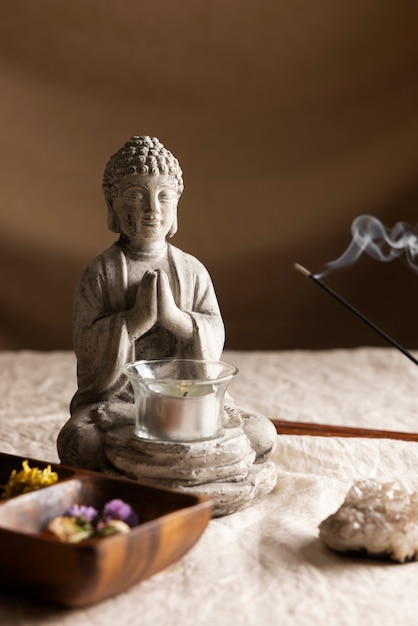 Photo view of buddha statuette for tranquility and meditation