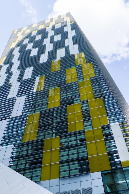 View of building exterior of contemporary building.