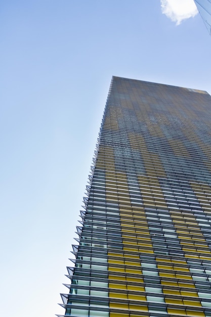 View of building exterior of contemporary building.