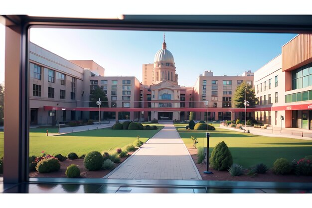 Foto una vista dell'edificio dal balcone dell'hotel