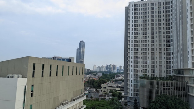 A view of a building from the roof of a hotel