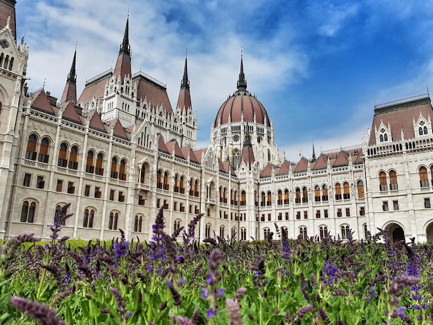 View of buildings against cloudy sky
