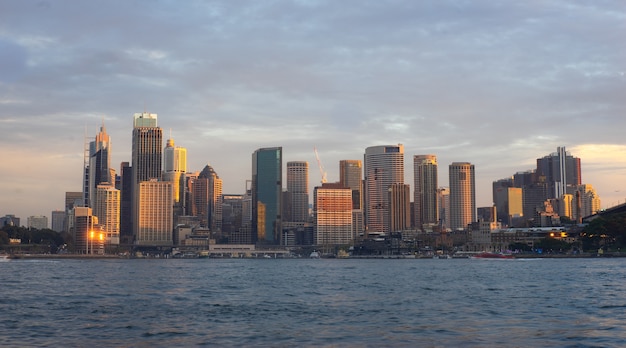 View of Buildings in city of Sydney during sunset time  