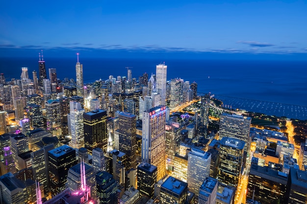 View of buildings and skyscraper in Chicago