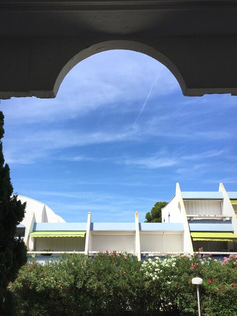 View of built structure against blue sky