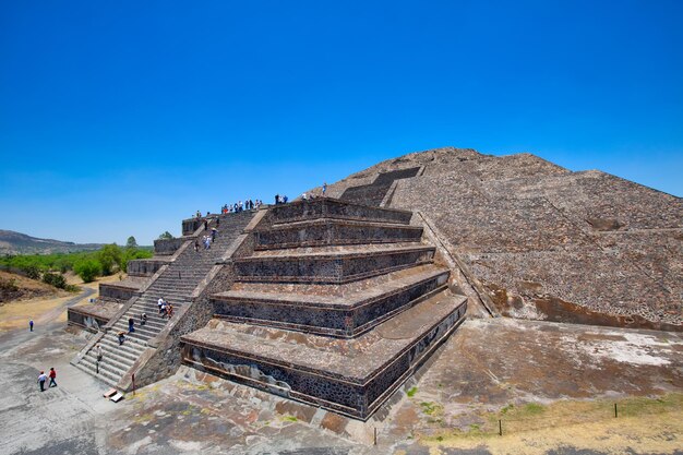 View of built structure against clear blue sky