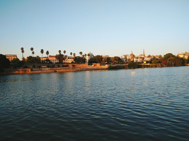 View of built structure by river