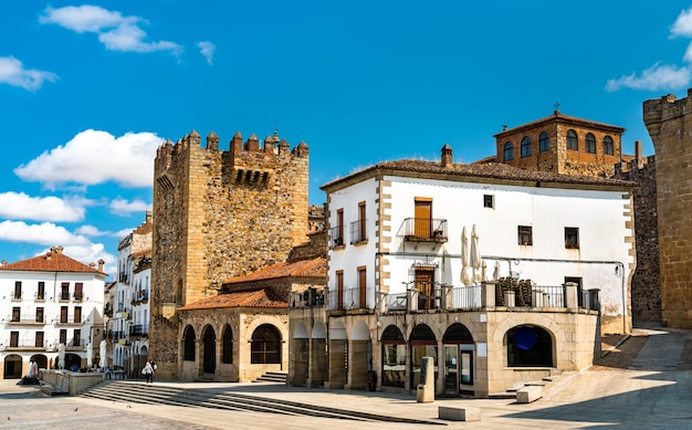 Vista della torre bujaco a caceres spagna