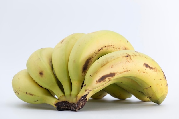 View of a bunch of bananas placed on an endless white background