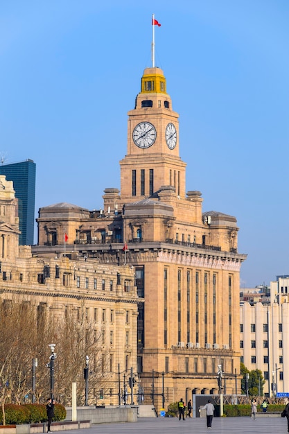 View of The Bund in Shanghai in the morning.