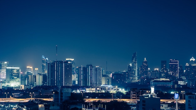 View of the business area in Bangkok at night