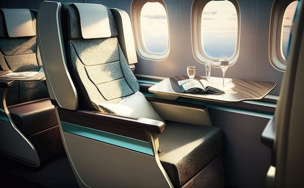 A view of a business class airplane from the new airbus a380.