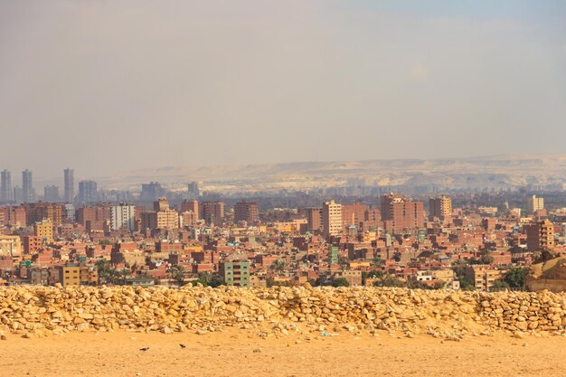 View of Cairo city capital of Egypt from the Giza plateau